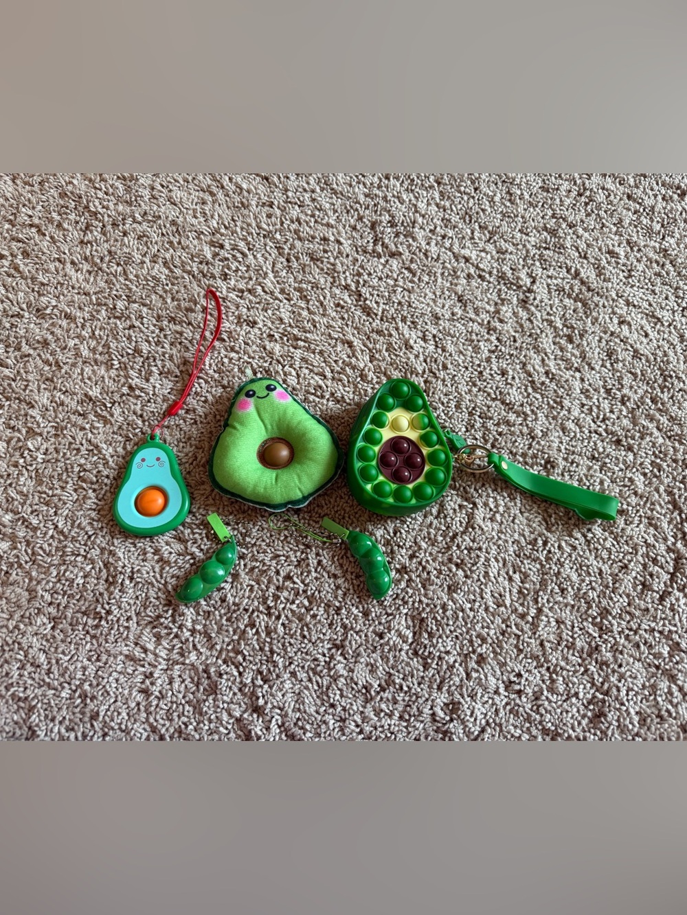 Green Avocado Fidget Toy Keychain Set - Kids Accessories